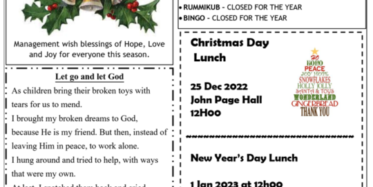 Newsletter 21 December 2022